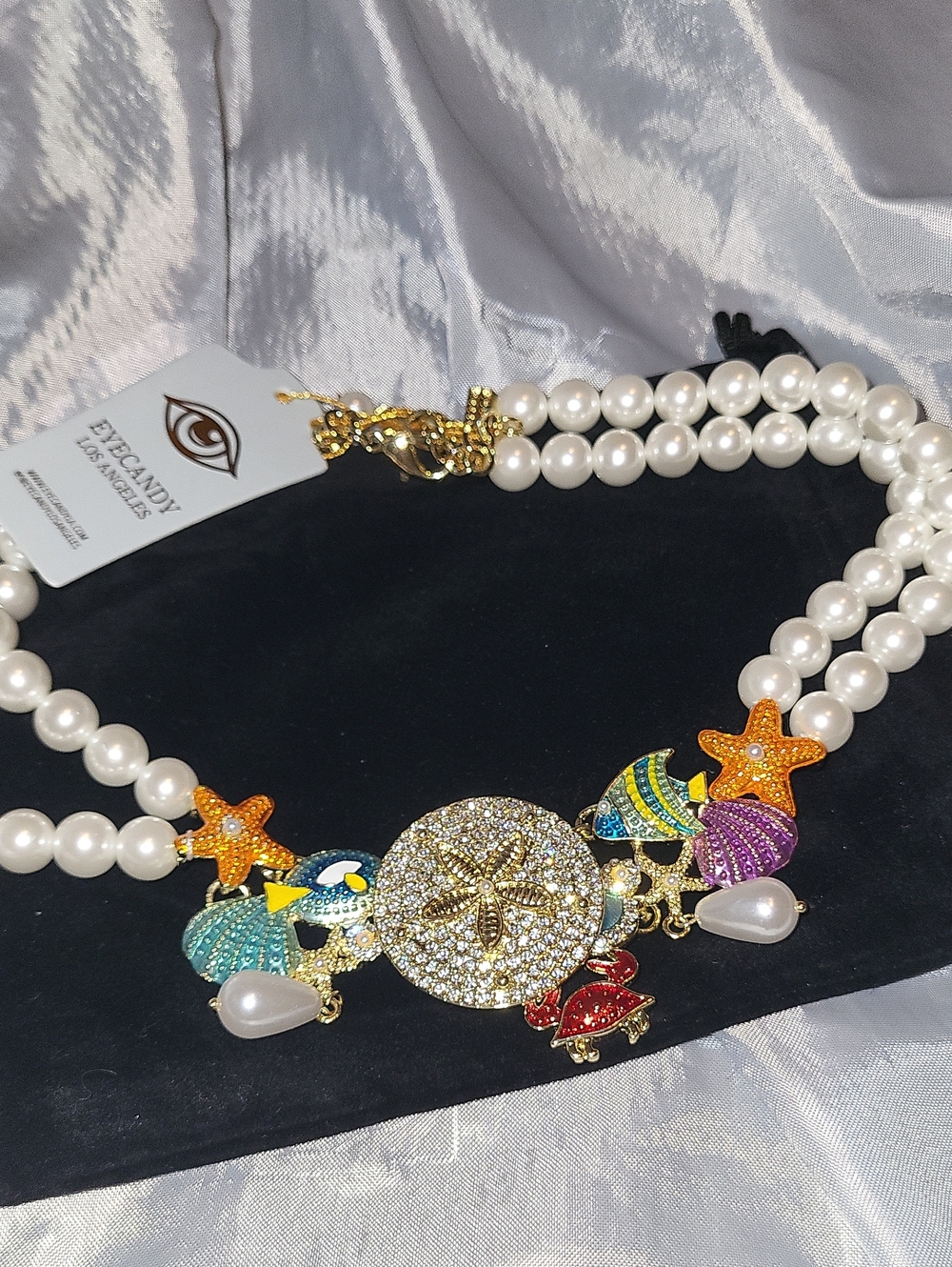 Eyecandy Ocean Charm Necklace Gold And Pearl  Sanddollar El Rt Hm